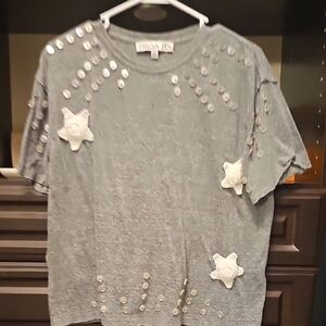 Tricia Fix Gray Star Embellished Tee